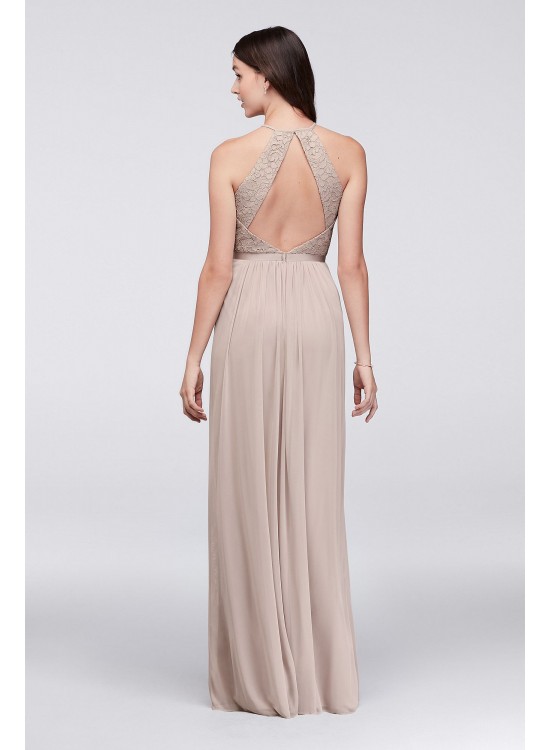 Mesh Open-Back Lace Bridesmaid Dress  F19608