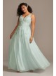 Mesh Plus Size Gown with 3D Floral Applique Xscape 783XW