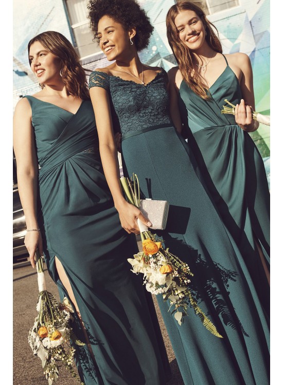 Mesh Tank Bridesmaid Dress with Lace Inset  F19983