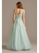 Mesh V-Neck Gown with 3D Floral Applique Xscape 783X