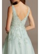 Mesh V-Neck Gown with 3D Floral Applique Xscape 783X