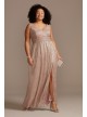 Metallic A-Line Plus Size Gown with Beaded Bands City Triangles 7994WT1W