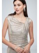 Metallic Asymmetrical Stretch-Knit Gown with Slit Marina 263526D