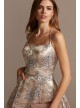 Metallic Brocade Double Spaghetti Strap Ball Gown Blondie Nites 2057BN