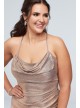 Metallic Cowl Neck Plus Size Dress with Ruching Morgan and Co 21793W