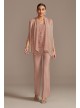 Metallic Crinkle Chiffon Three Piece Pant Suit Set  7171