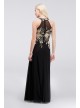 Metallic Embroidered Jersey Chiffon Halter Dress Cachet 59562D