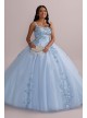 Metallic Floral Glitter Tulle Quince Ball Gown Fifteen Roses FR2114