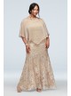 Metallic Floral Plus Size Dress and Cape Set Ignite 7420155