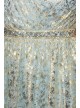 Metallic Foil Pleated V-Neck Gown with Belt Teeze Me M498441