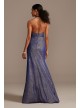 Metallic Glitter Halter Gown with Ruched Slit Blondie Nites 2142BN