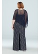 Metallic Lace Plus Size Gown with Beaded Capelet Ignite 7412142