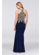 Metallic Lace and Jersey Round Neck Halter Gown Xscape XS9331