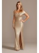 Metallic Off-the-Shoulder Seamed Gown with Slit Morgan and Co 21761