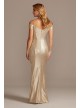 Metallic Off-the-Shoulder Seamed Gown with Slit Morgan and Co 21761