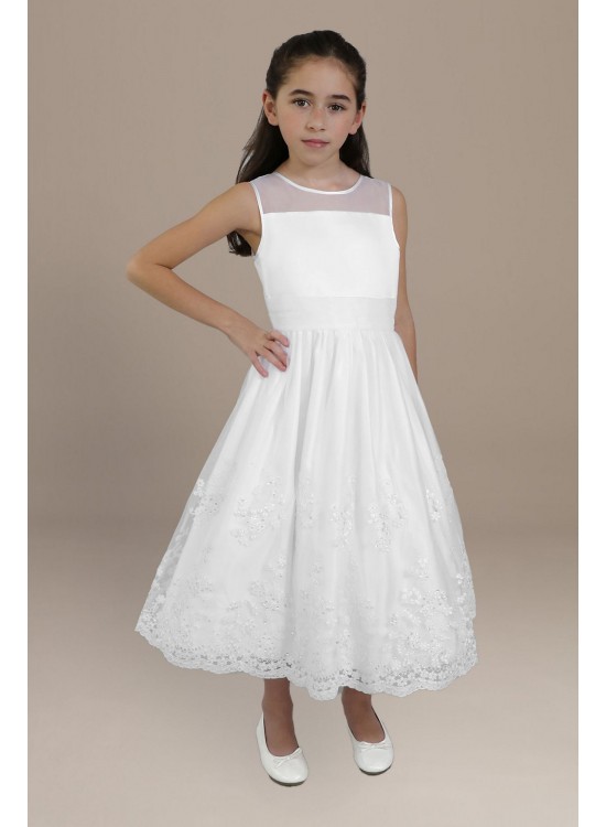 Mia Sleeveless Satin Flower Girl Dress US Angels C929