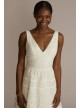 Midi-Length Lace V-Neck Dress with Banded Trim DB Studio SDWG1083