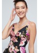 Mikado Floral V-Neck Asymmetric Hem Skater Dress Speechless X41211DQ22