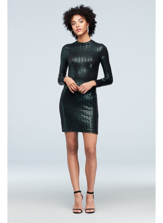 Mock Neck Long Sleeve Bodycon Metallic Dress Speechless D70378DC17