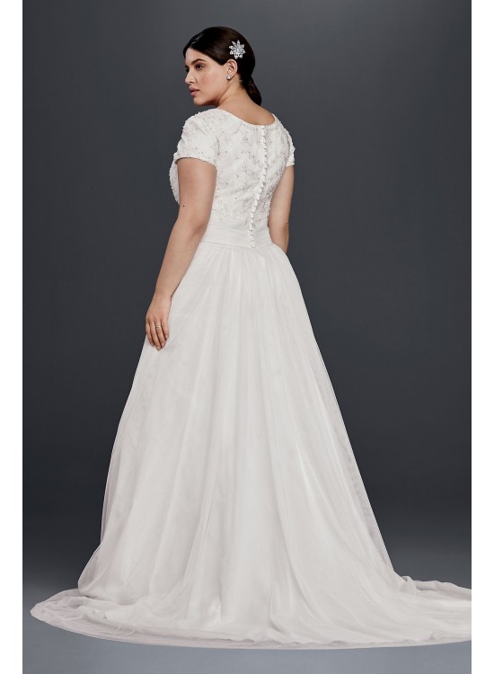 Modest Short Sleeve Plus Size A-Line Wedding Dress  Collection 9SLWG3811