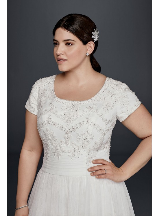 Modest Short Sleeve Plus Size A-Line Wedding Dress  Collection 9SLWG3811