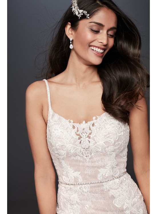 Moonstone Embellished Petite Lace Wedding Dress  7SWG824