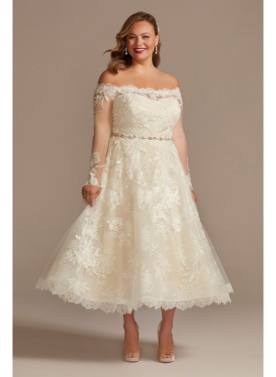 Off Shoulder Applique Plus Size Wedding Dress  8CWG902