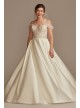 Off Shoulder Beaded Bodice Petite Wedding Dress  7LBCWG890