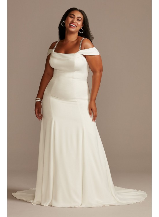 Off Shoulder Cowl Neck Plus Size Wedding Dress DB Studio 9WG4030