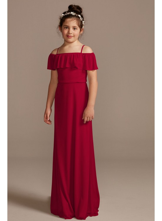 Off Shoulder Flounce Mesh Junior Bridesmaid Dress  JB9913