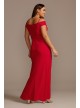 Off Shoulder Fold Seamed Plus Size Gown with Slit Morgan and Co 21927W