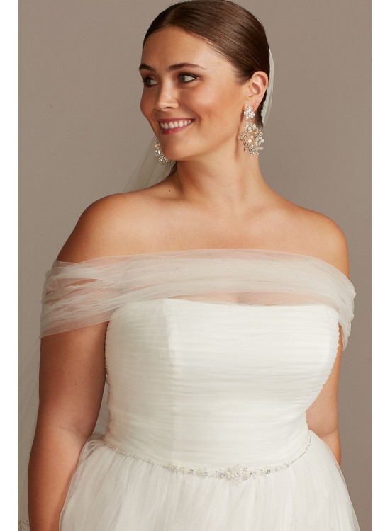 Off Shoulder Pleated Tulle Plus Size Wedding Dress  Collection 9WG3976