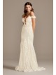 Off Shoulder Plunging Illusion Lace Wedding Dress  SWG855