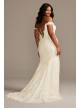 Off Shoulder Plunging Plus Size Lace Wedding Dress  9SWG855