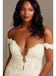 Off Shoulder Plunging Plus Size Lace Wedding Dress  9SWG855