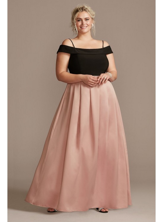 Off-Shoulder Plus Size Gown with Pocketed Skirt Nightway 21935W