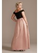 Off-Shoulder Plus Size Gown with Pocketed Skirt Nightway 21935W