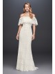 Off-The-Shoulder Eyelash Lace Sheath Wedding Dress Galina WG3892