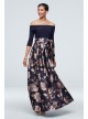 Off The Shoulder Gown with Jacquard Floral Skirt Jessica Howard JHDM6192