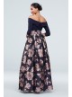 Off The Shoulder Gown with Jacquard Floral Skirt Jessica Howard JHDM6192