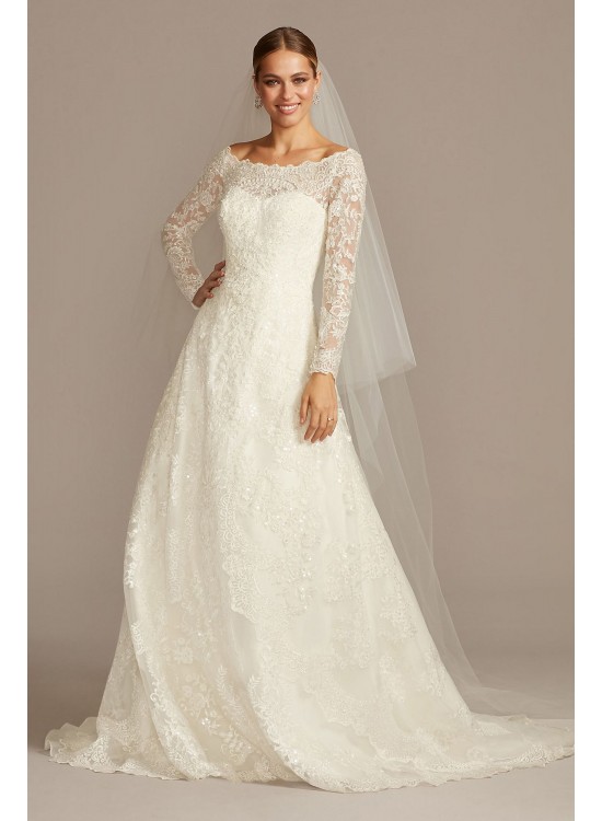 Off-The-Shoulder Lace A-Line Wedding Dress  CWG765