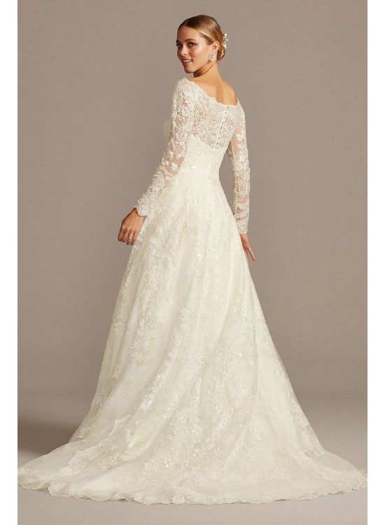 Off-The-Shoulder Lace A-Line Wedding Dress  CWG765