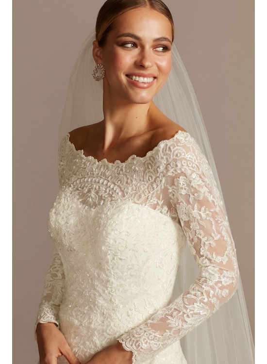 Off-The-Shoulder Lace A-Line Wedding Dress  CWG765