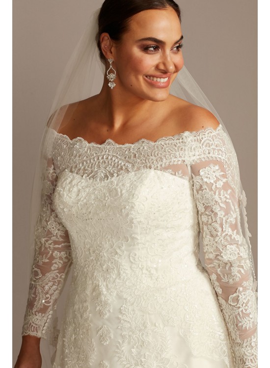 Off-The-Shoulder Plus Size Beaded Wedding Dress  4XL8CWG765