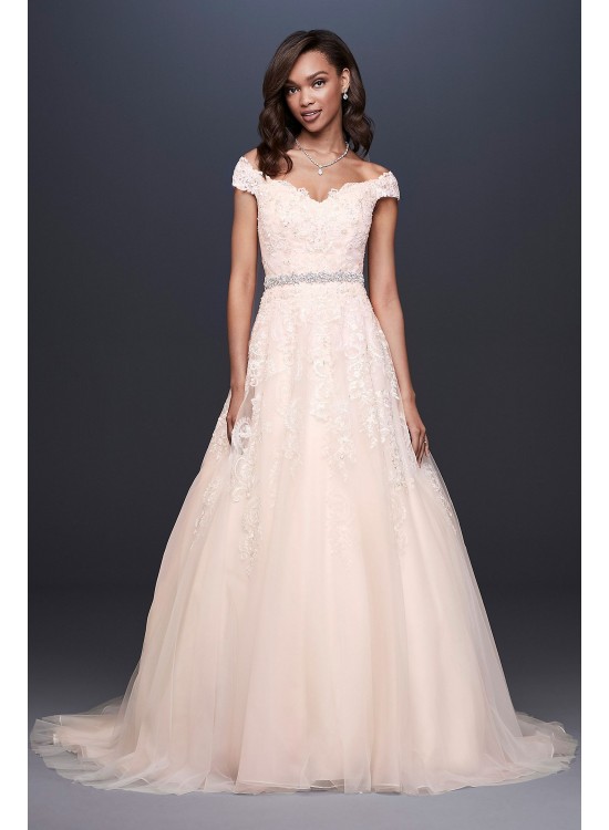 Off-the-Shoulder Applique Petite Wedding Dress  Collection 7WG3940