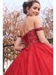 Off-the-Shoulder Beaded Plus Size Quince Ball Gown Fifteen Roses 8FR2201