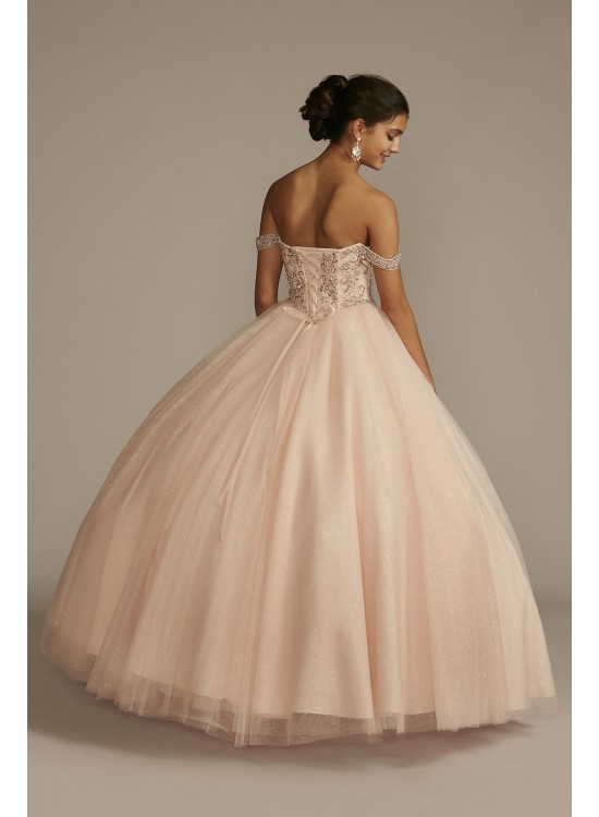 Off-the-Shoulder Beaded Quince Ball Gown Fifteen Roses FR2201