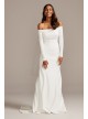 Off-the-Shoulder Buttoned Back Crepe Wedding Dress  Collection WG3990