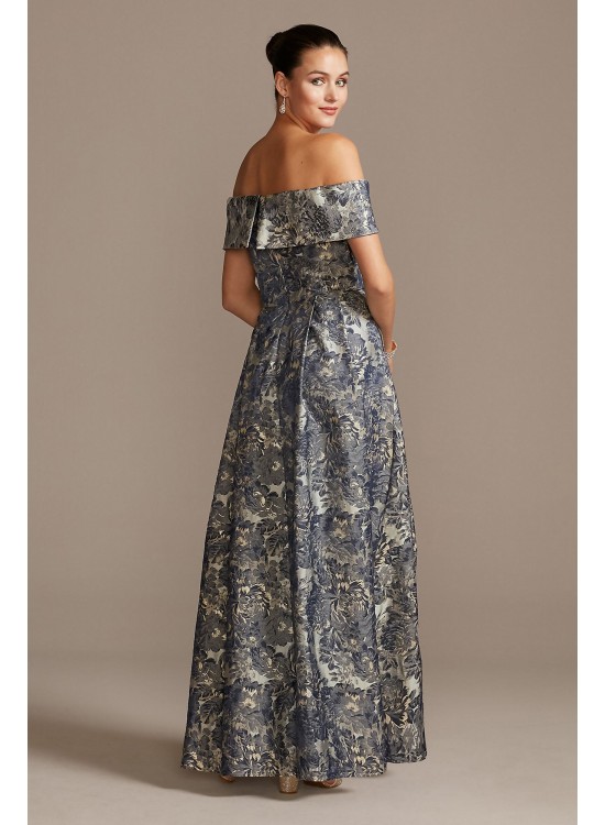 Off the Shoulder Fold Floral Jacquard Gown Alex Evenings 8181157