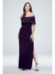 Off-the-Shoulder Foldover Ruched Gown with Slit Marina 262954D